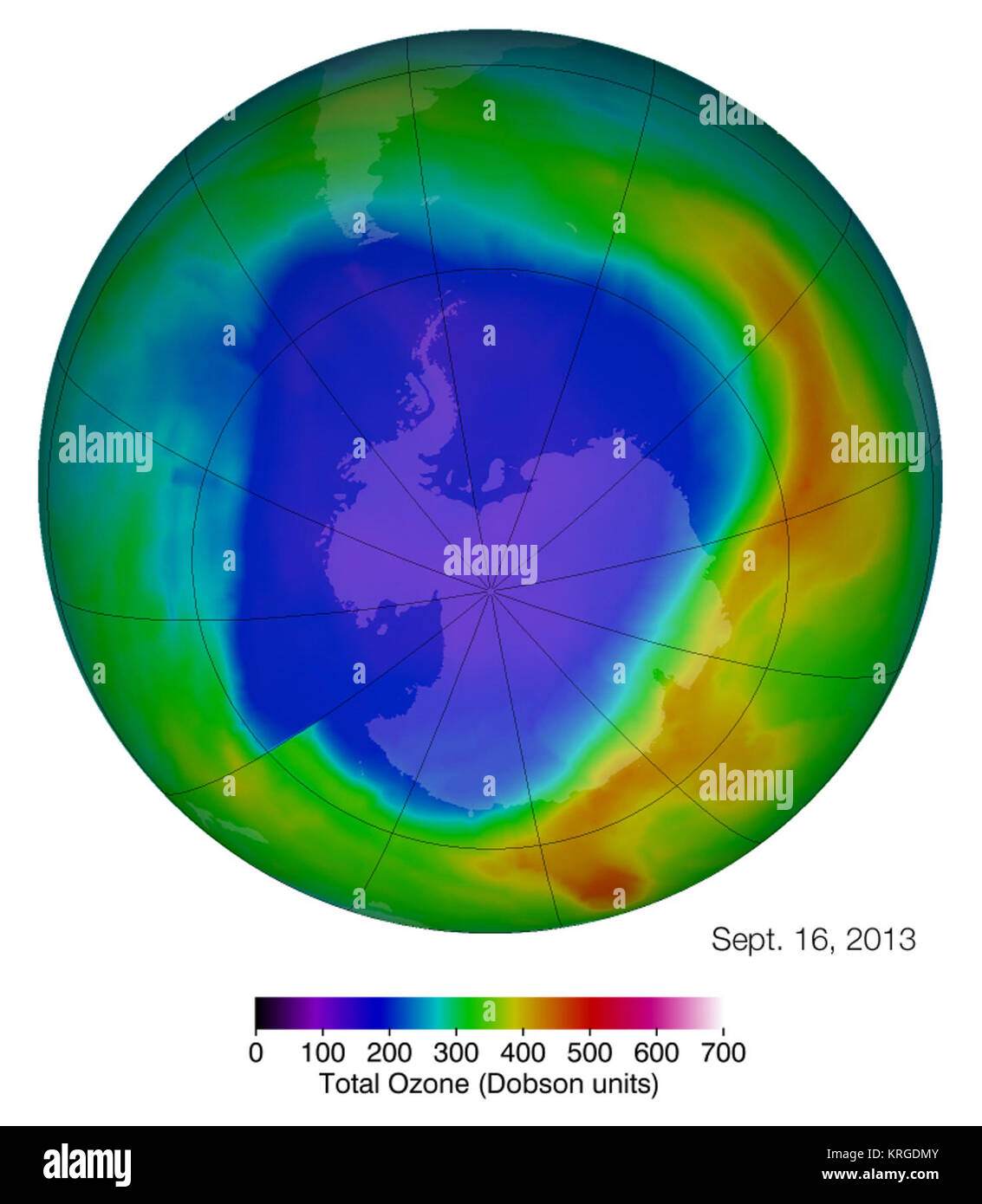Ozono antartico foro leggermente più piccole della media di quest'anno Foto Stock