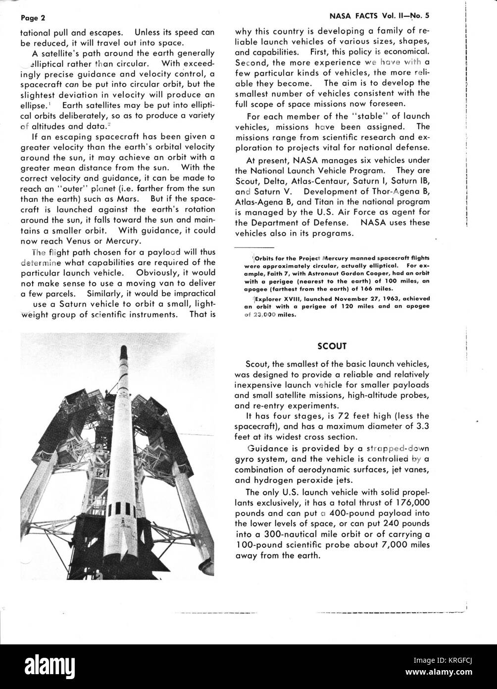 La NASA FATTI Volume II NUMERO 5 i veicoli di lancio pagina 02 Foto Stock