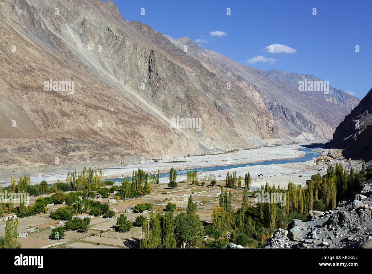 Turtuk villaggio nella valle di Shyok, Valle di Nubra, Ladakh, Jammu e Kashmir India Foto Stock