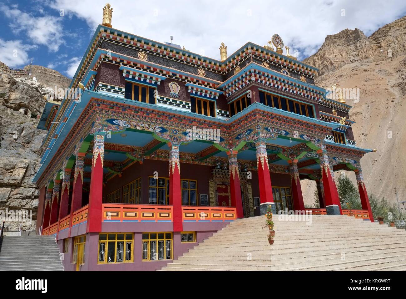 Kaza Sakya Tenggyu Monastero, Himachal Pradesh, India. Nuova costruzione monastero (2009) Foto Stock