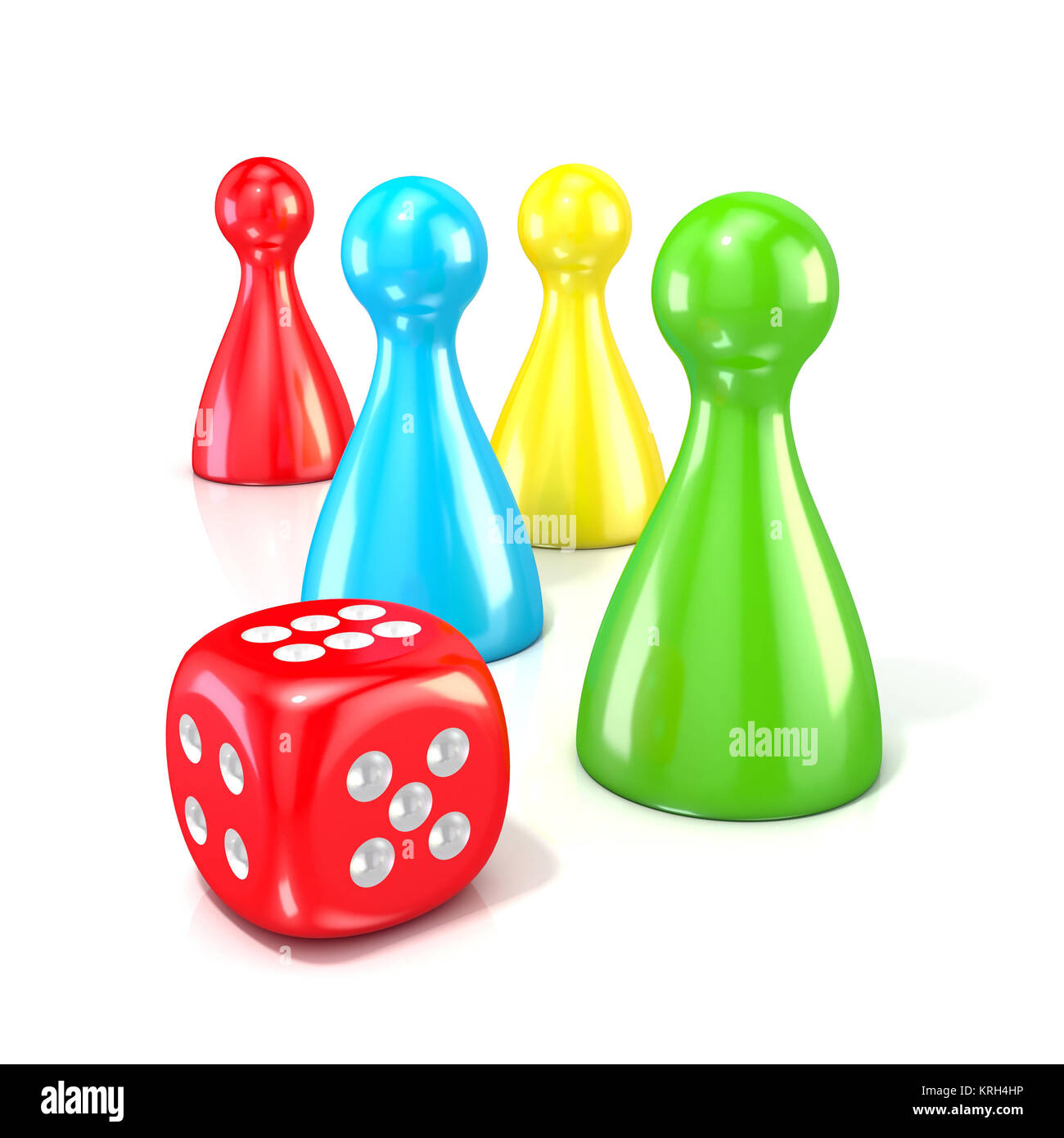 Gioco del bordo di figure con dadi rossi. 3D Foto Stock