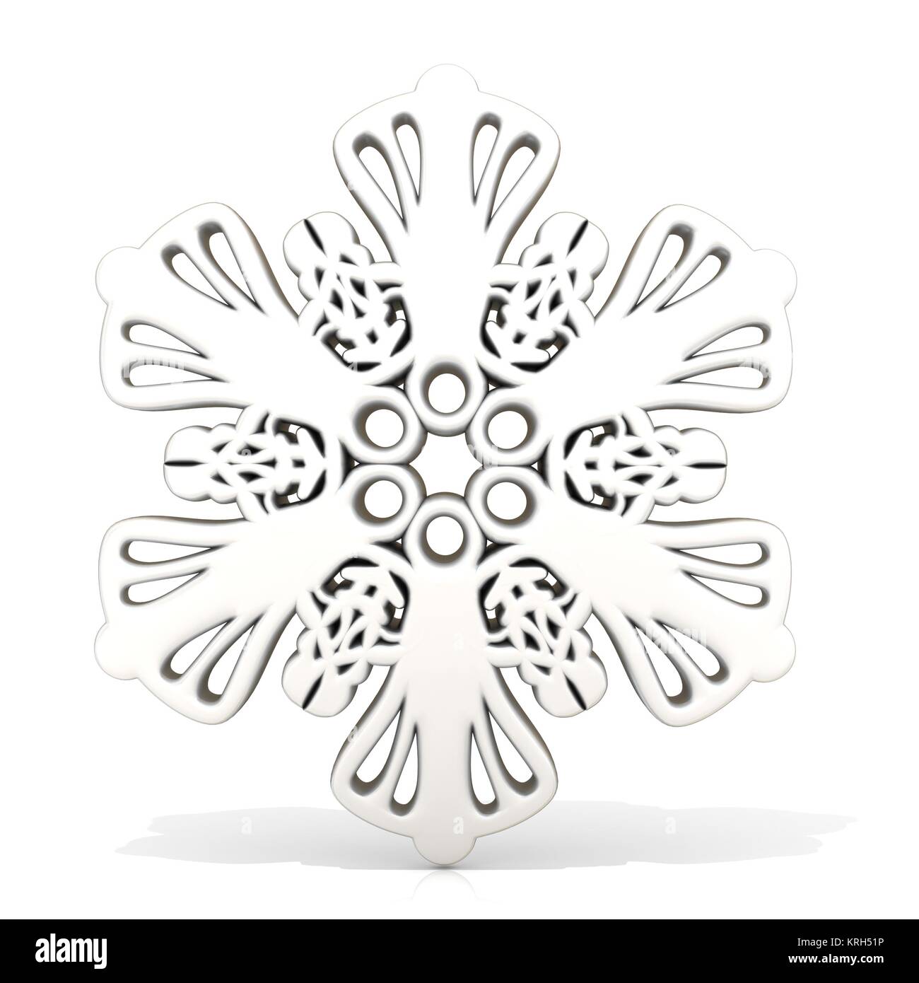 Ornamentali, white il simbolo del fiocco di neve. 3D Foto Stock