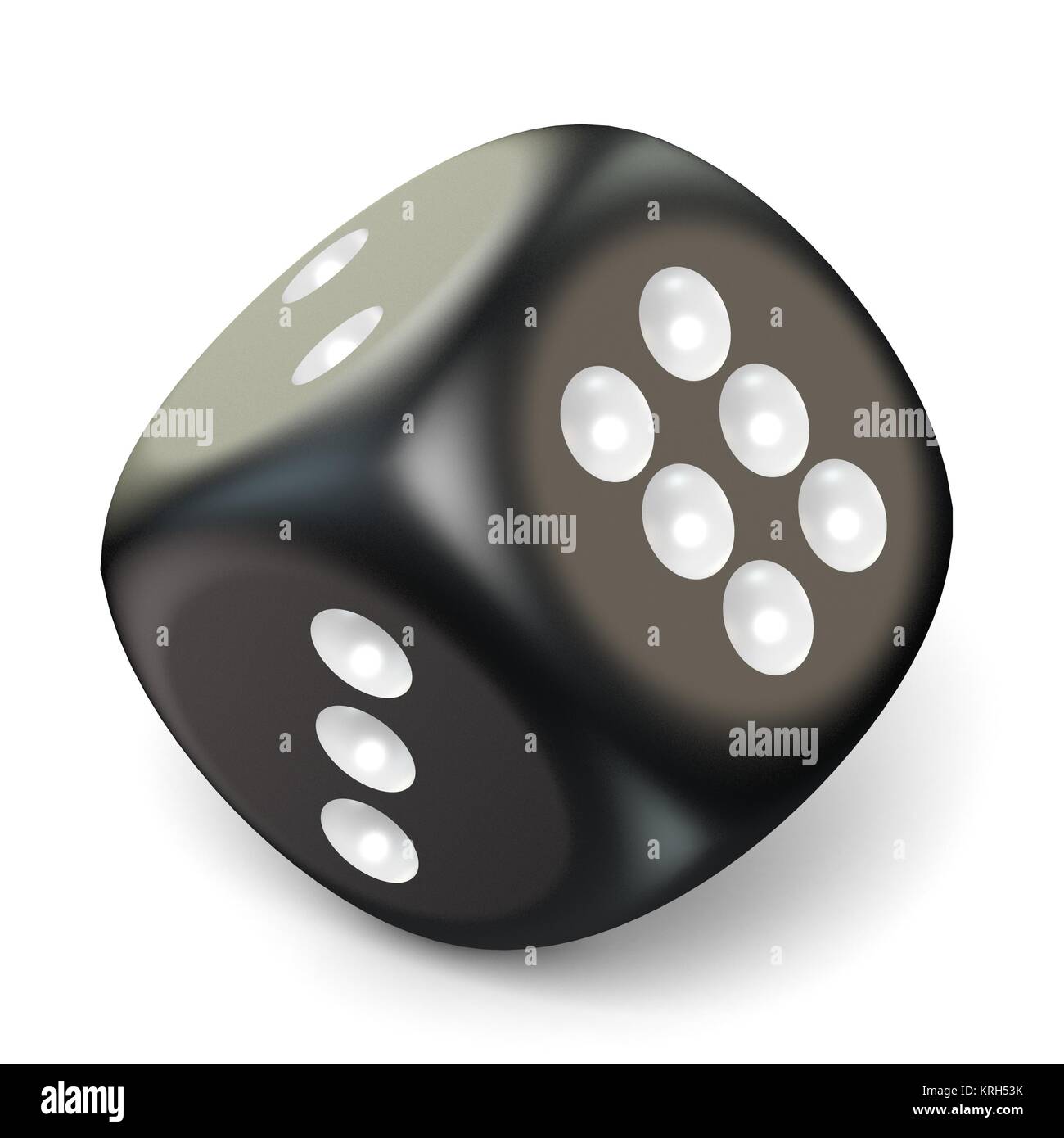 Singola nera gioco dadi. 3D Foto Stock
