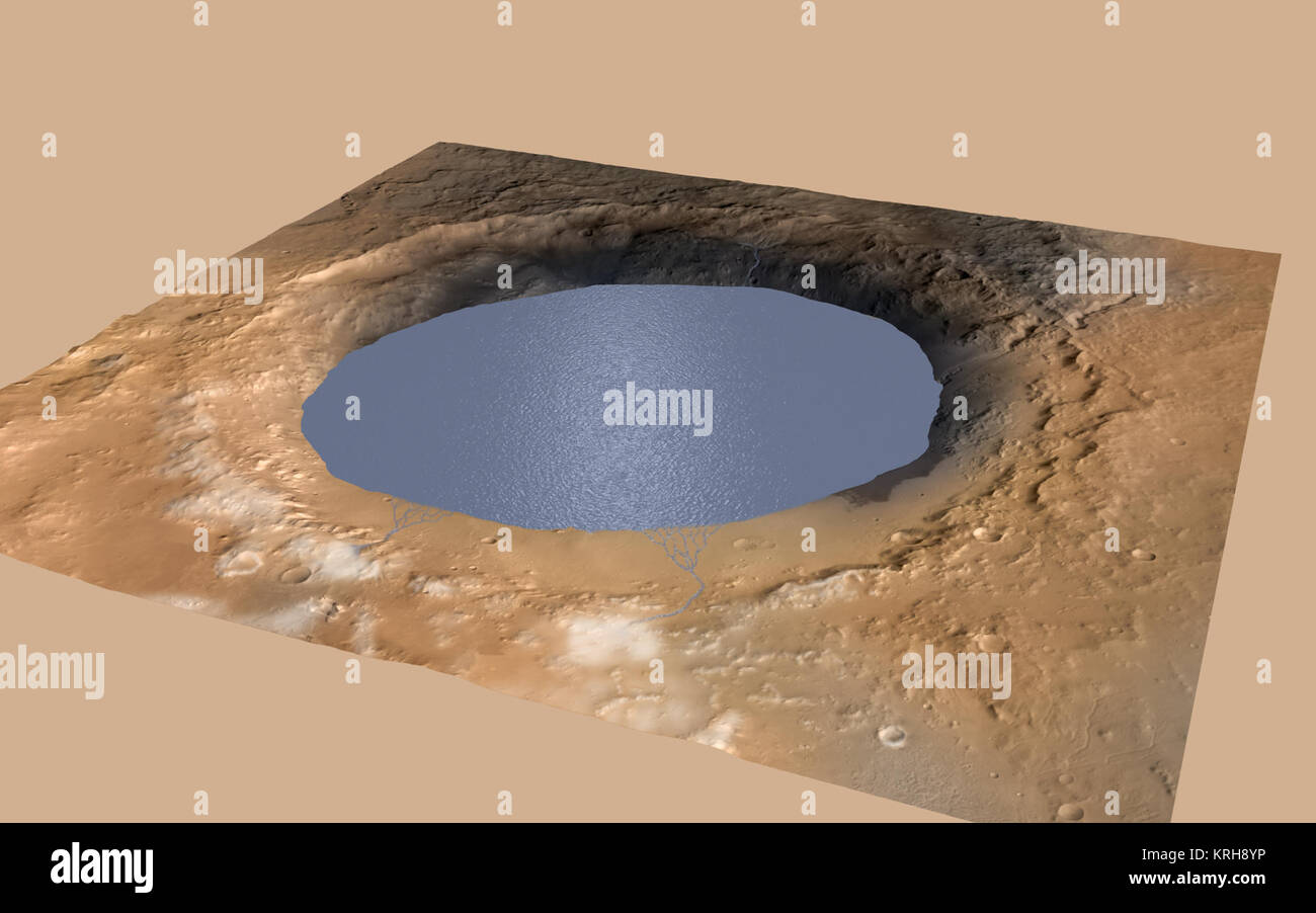 PIA19080-MarsRoverCuriosity-AncientGaleLake-Simulated-20141208 Foto Stock