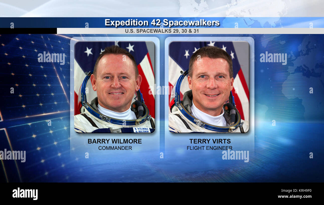 ISS-42 EVA-1 (b) inizio Barry Wilmore e Terry Virts Foto Stock ISS-42 EVA-1 (b) inizio Barry Wilmore e Terry Virts Foto Stock