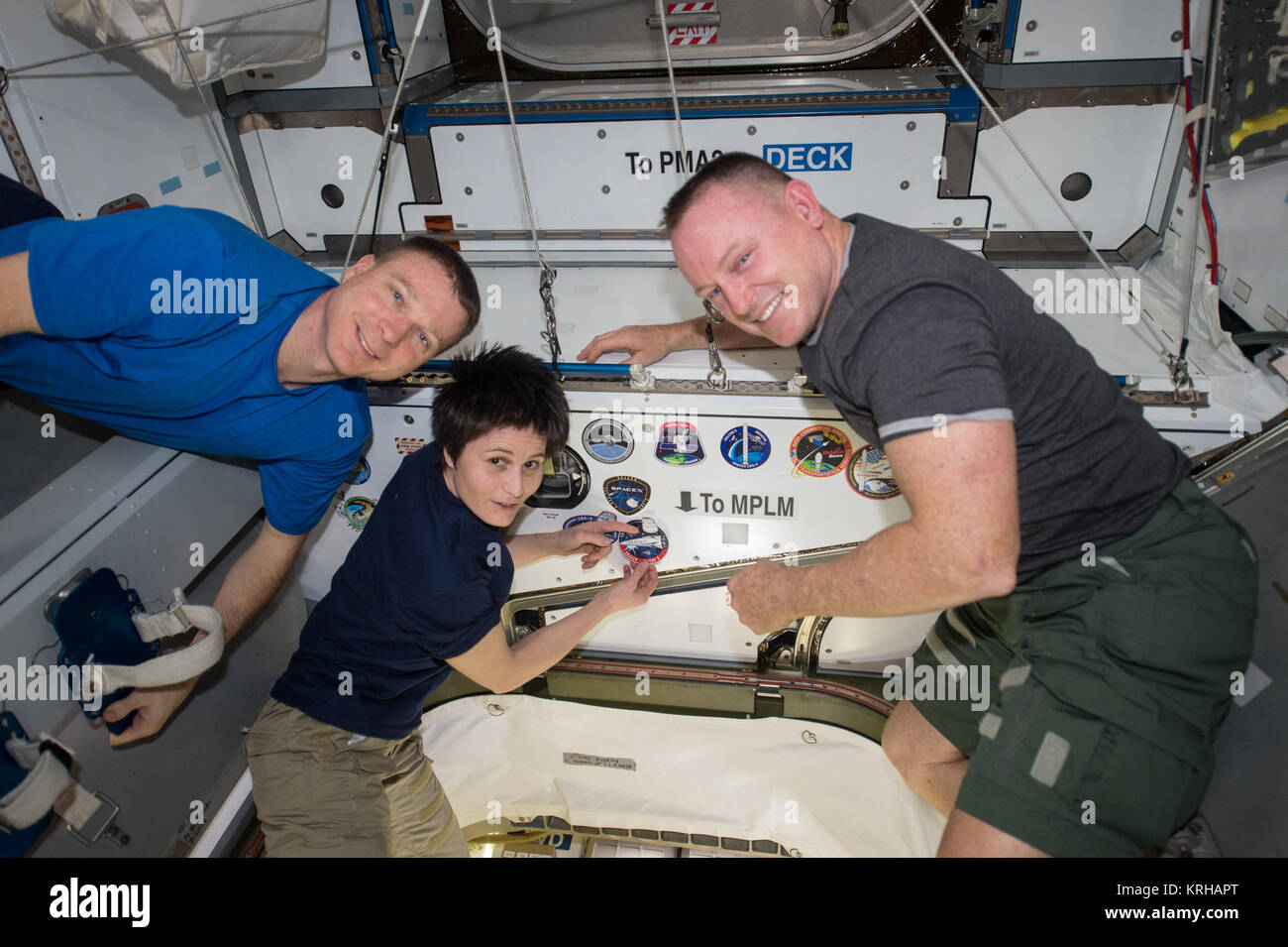 ISS-42 Terry Virts, Samantha Cristoforetti e Barry Wilmore Foto Stock ISS-42 Terry Virts, Samantha Cristoforetti e Barry Wilmore Foto Stock