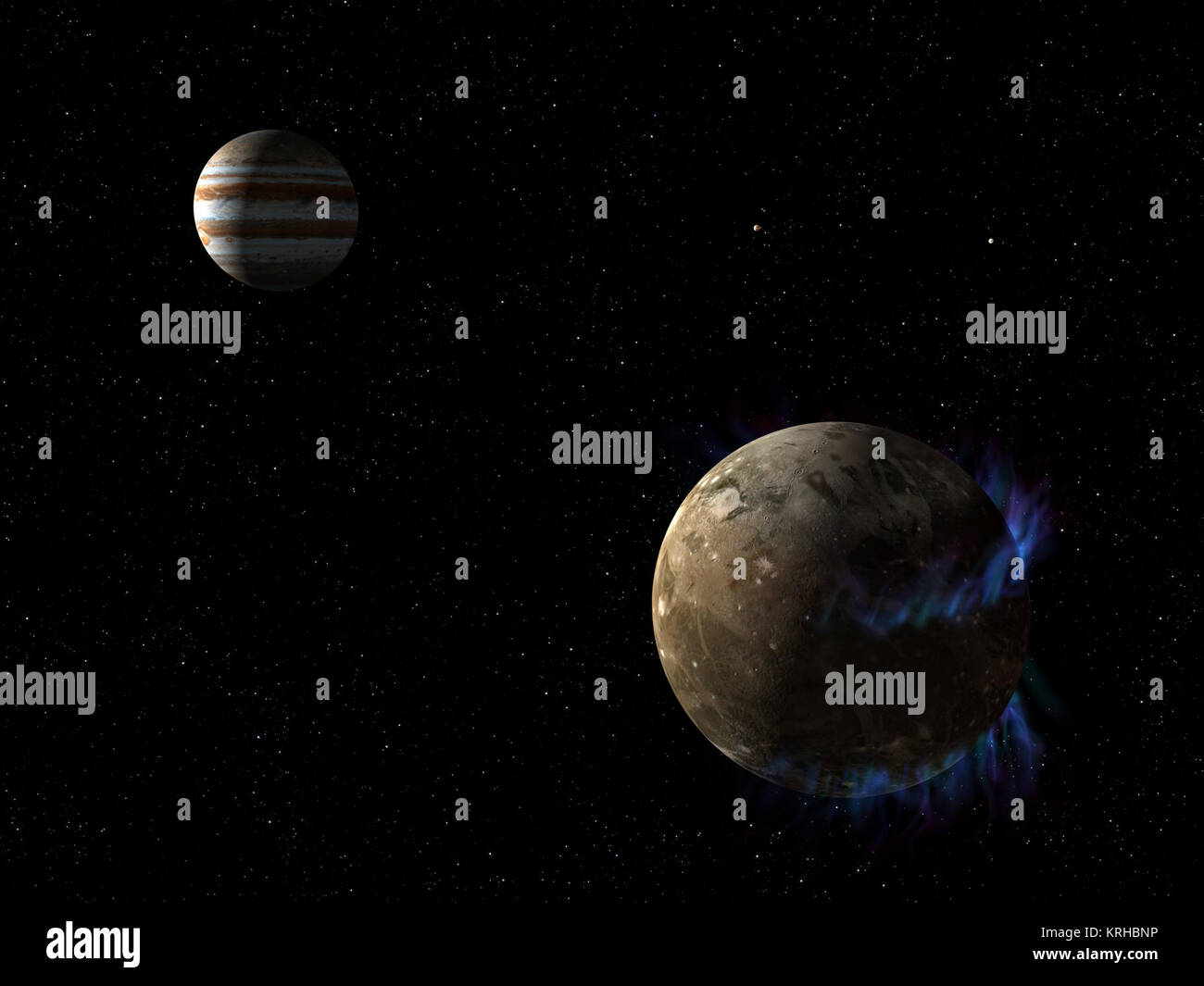 15-033i1-GioveMoon-Ganymede-Aurora-20150312 Foto Stock