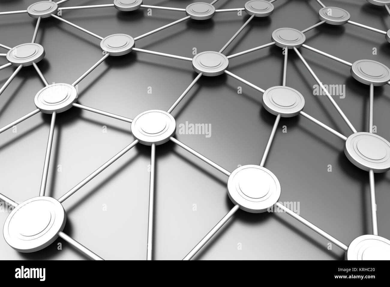 Attivati i nodi di rete. 3D reso illustrazione. Foto Stock