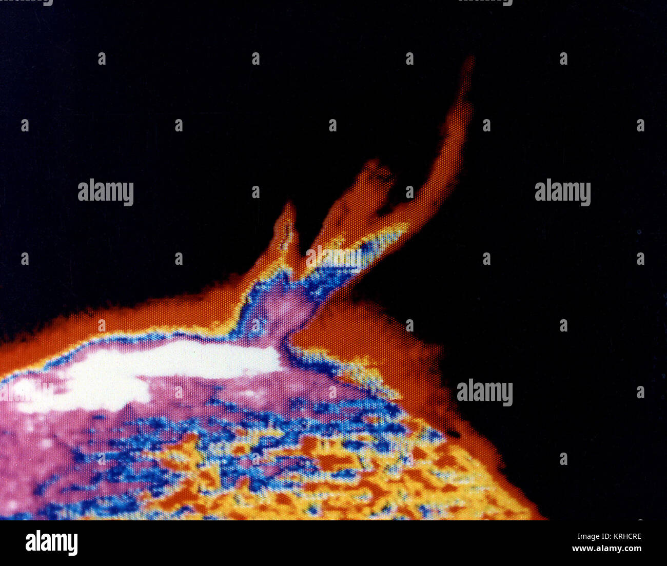 Un falso colore Isophote di una eruzione solare visto da Skylab (MIX FILE) il falso colore Isophote di una eruzione solare Foto Stock