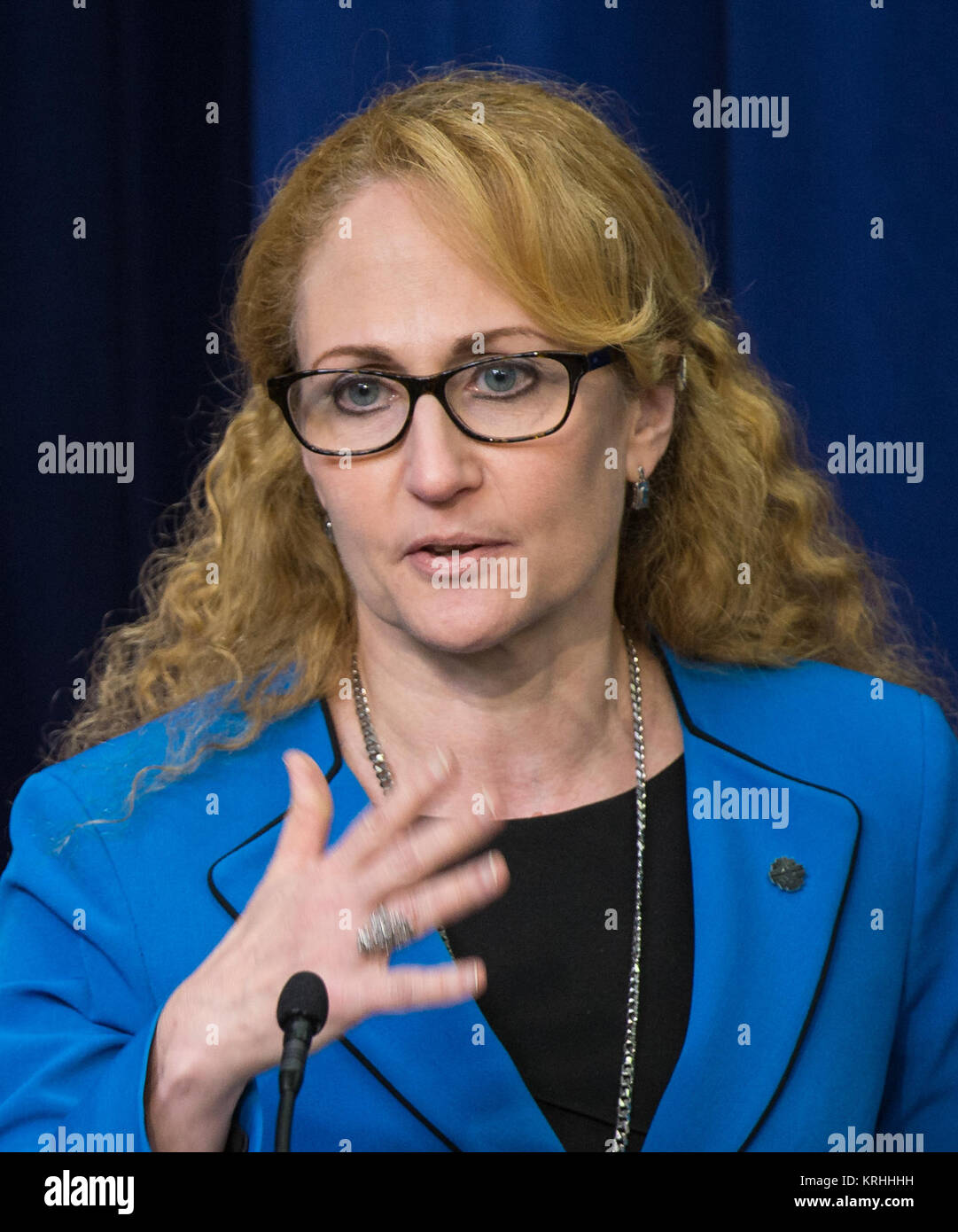 Il dottor Jo Handelsman, direttore associato per la scienza al White House Office di politica della scienza e della tecnologia, parla a giovani donne che abilita europee: i campioni di eventi di modifica martedì, 15 settembre 2015 a Eisenhower Executive Office Building in Washington, DC. I campioni di cambiare programma è stato creato dalla Casa Bianca a riconoscere "individui facendo cose straordinarie per potenziare e ispirare i membri delle loro comunità.' Photo credit: (NASA/Aubrey Gemignani). Jo Handelsman Foto Stock