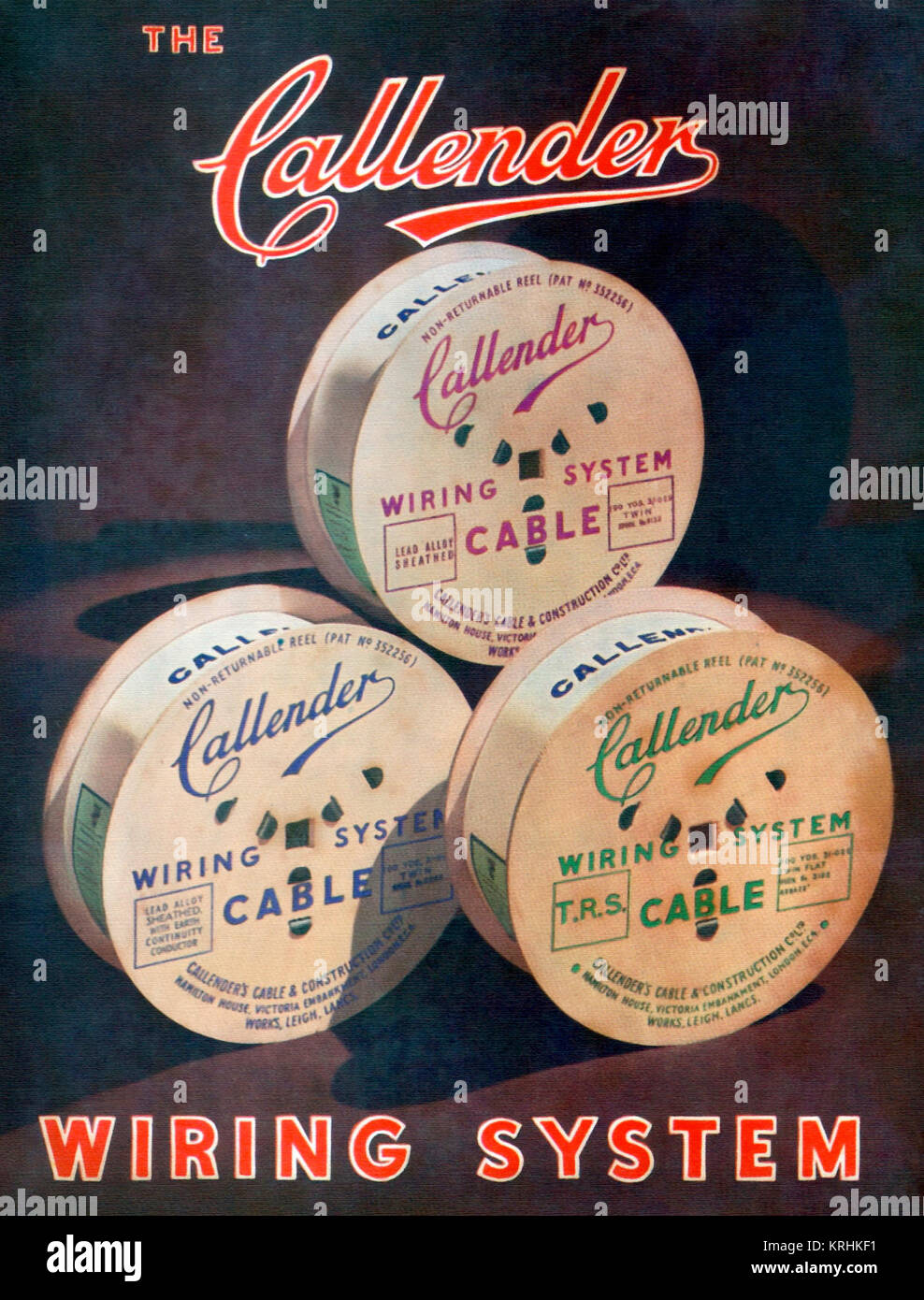 Callender sistema di cablaggio - Copertina della brochure 1938 Foto Stock