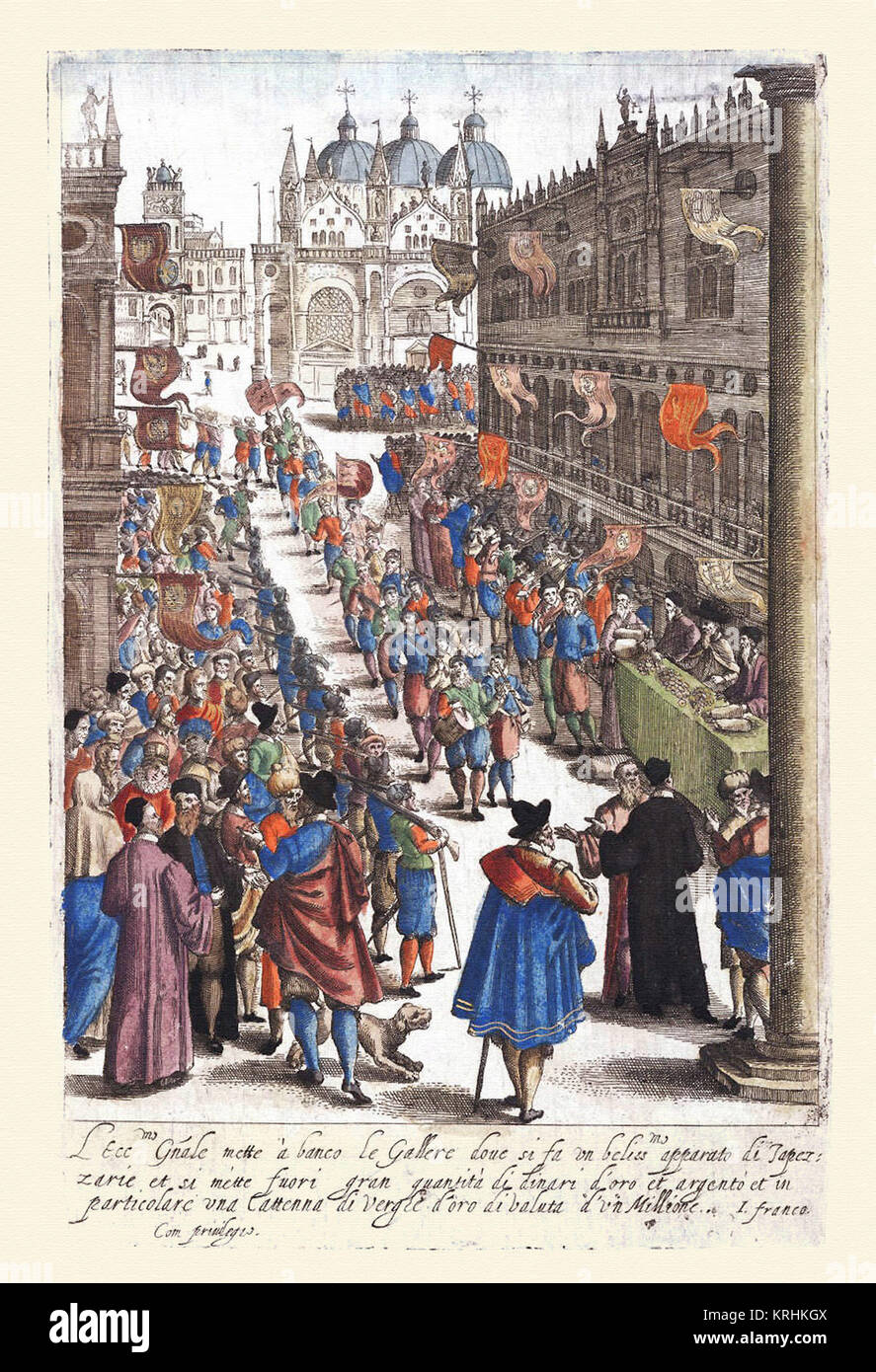 Desfile & fiesta veneciana-Habiti d'hvomeni et donne venetiane 1609 Foto Stock