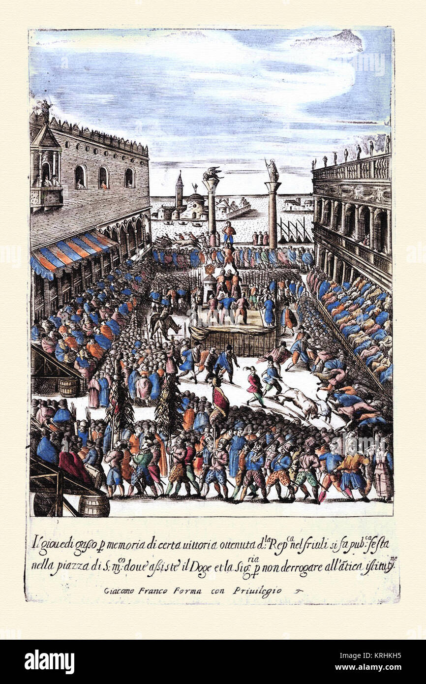 Fiesta veneciana popolare-Habiti d'hvomeni et donne venetiane 1609 Foto Stock