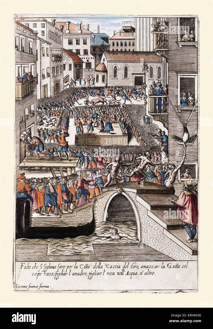 Fiesta popular en Venecia-Habiti d'hvomeni et donne venetiane 1609 Foto Stock