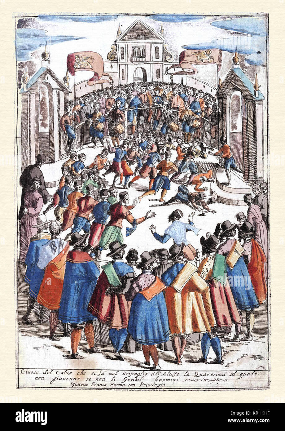 Juego del calzo -Habiti d'hvomeni et donne venetiane 1609 Foto Stock