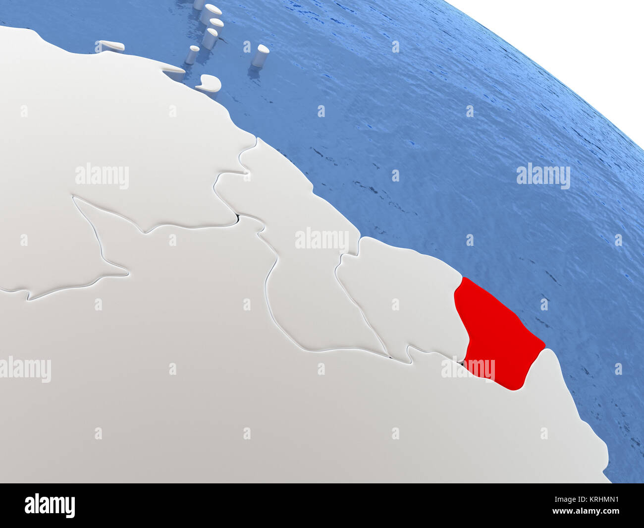 Guiana francese sul globo terrestre Foto Stock