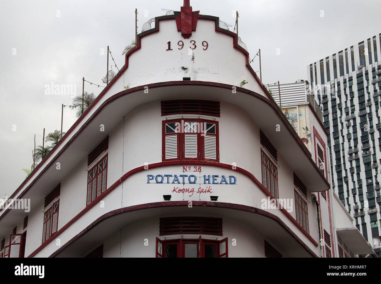 Centro storico a quattro piani su bottega Keong Saik Road in Singapore Foto Stock