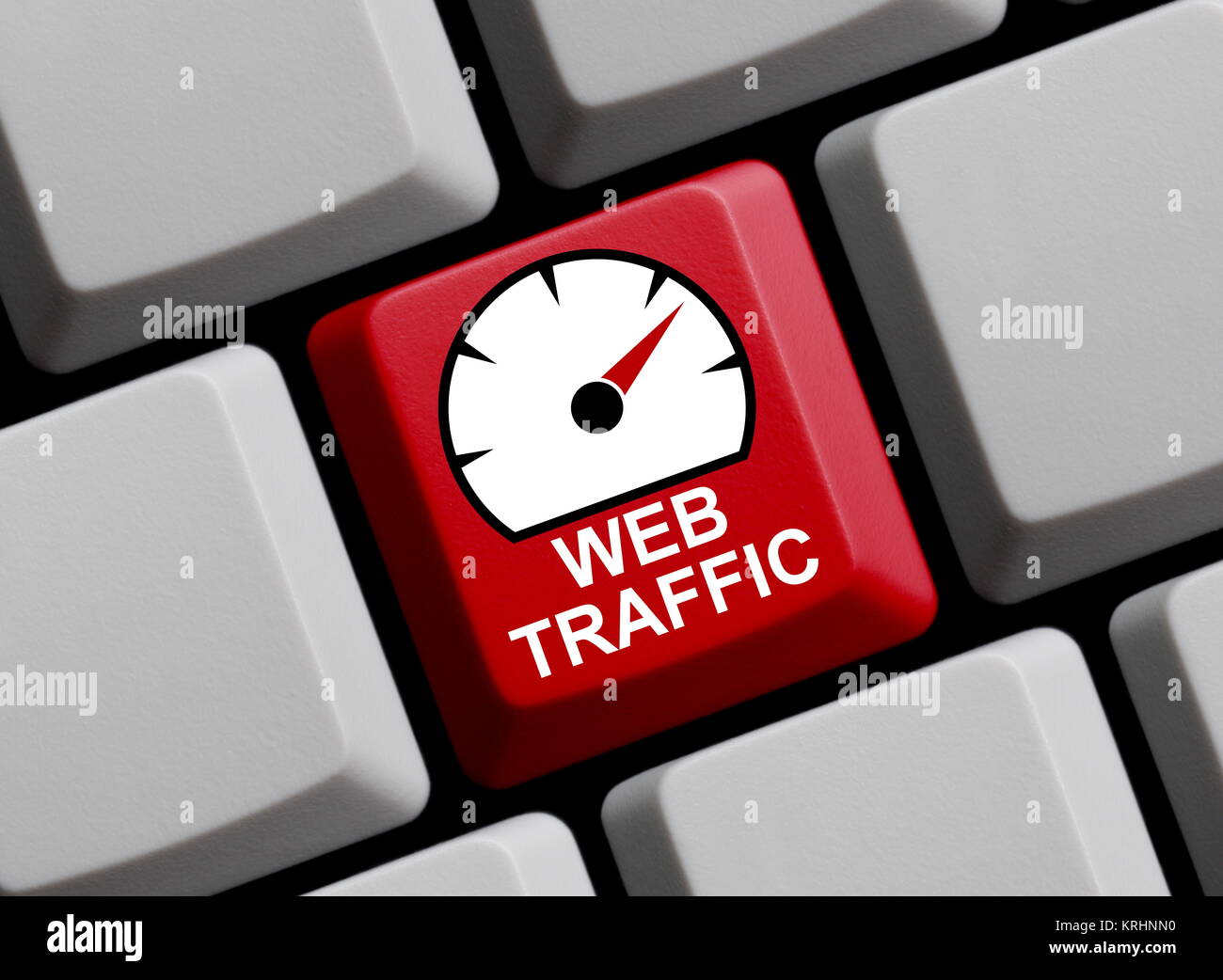 Tastiera con tachimetro icona visualizza il traffico web Foto Stock