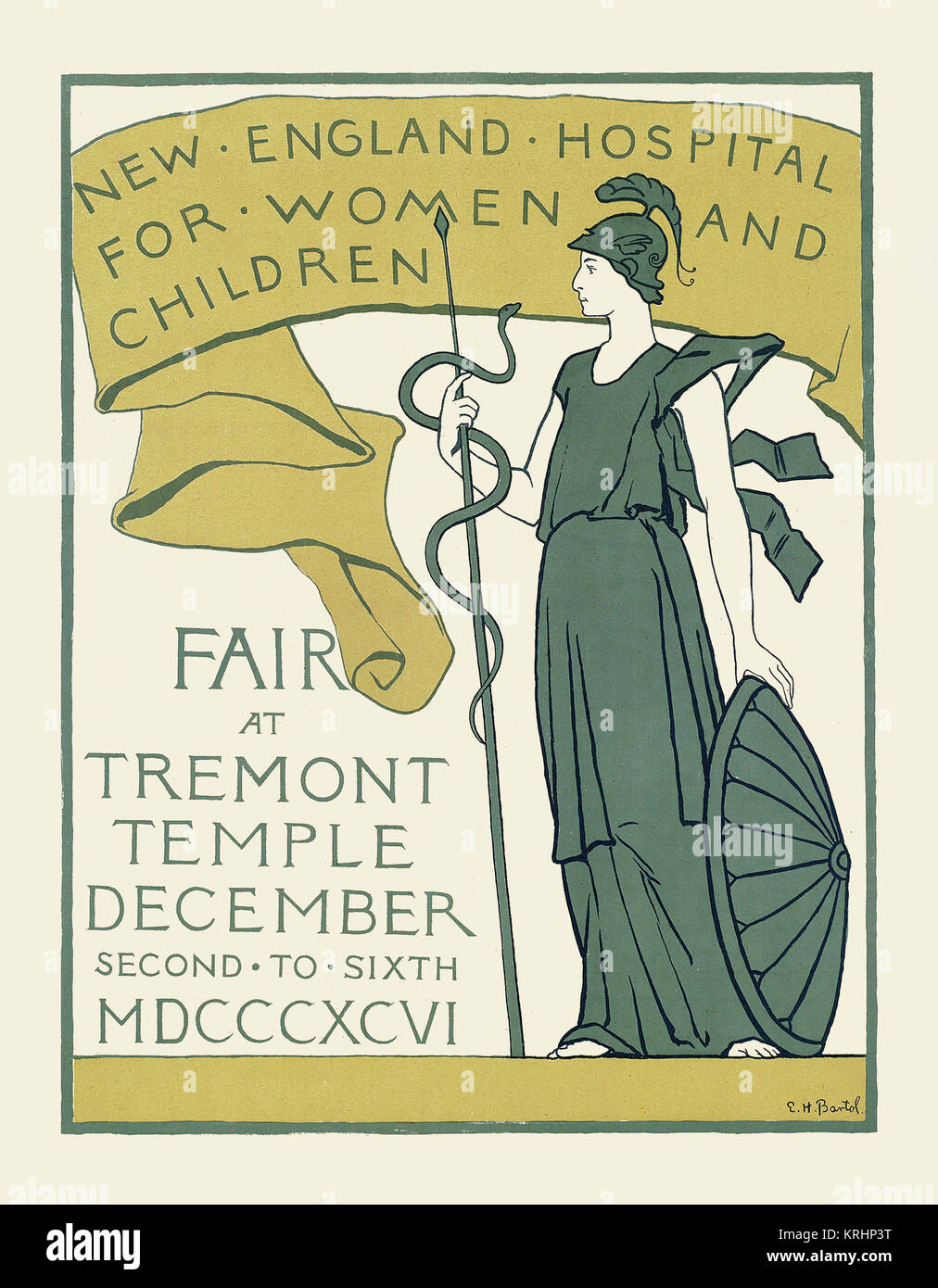 Una dea che indossa un casco mantiene una protezione e un personale. Un serpente è avvolto intorno al personale. Foto Stock