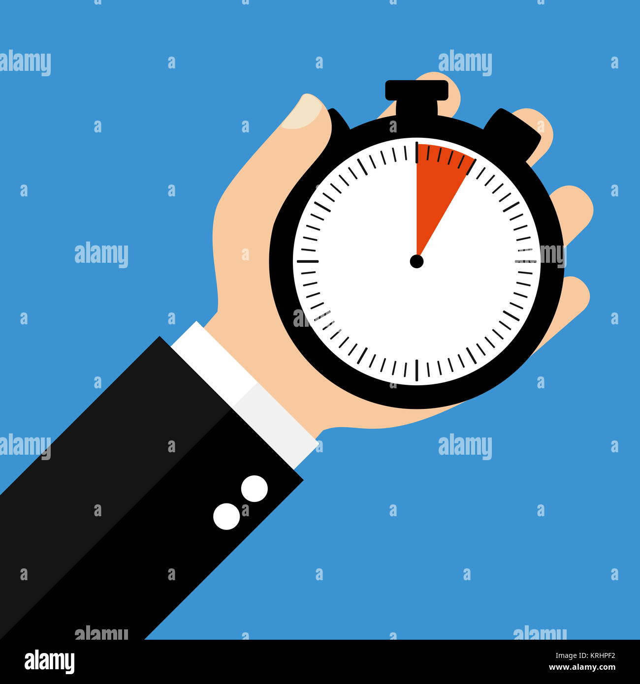 Mano con cronometro 5 secondi a 5 minuti o 1 ora Foto stock Alamy