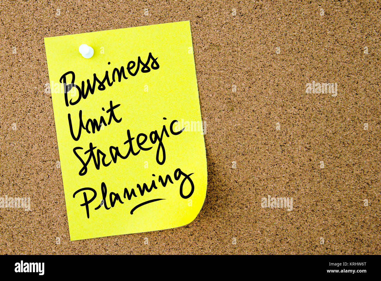 Unità di Business La Pianificazione Strategica testo scritto su carta gialla nota Foto Stock