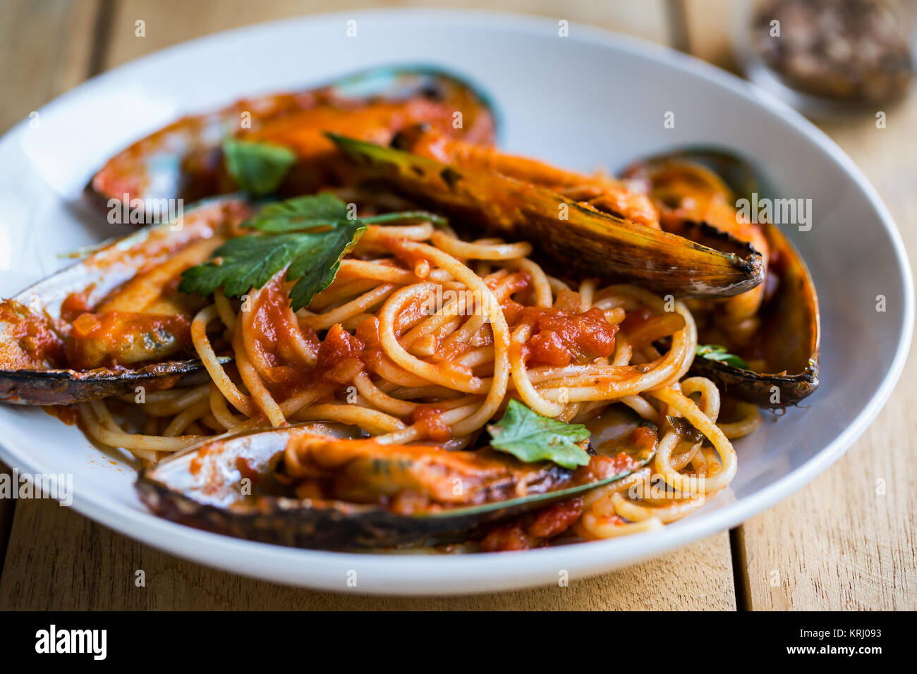 Spaghetti Marinara Foto Stock