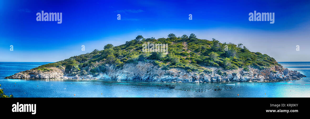 Panoramic ripida costa ovest di Maiorca,Spagna. Foto Stock