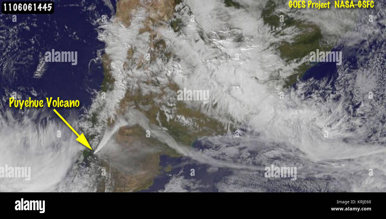 Eruzione del Puyehue-Cordón vulcano Caulle Foto Stock