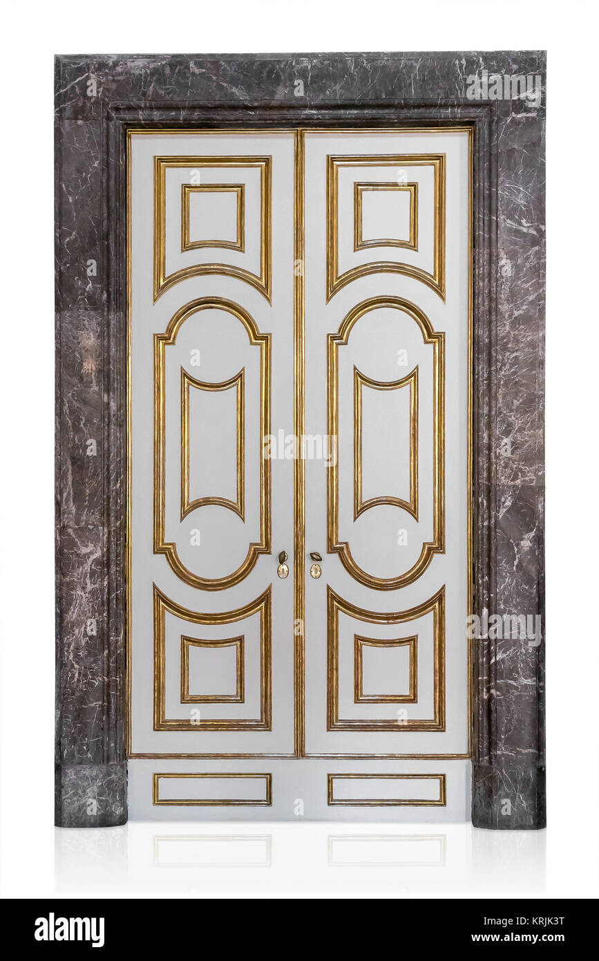 Decorativo porte vintage su sfondo bianco Foto Stock