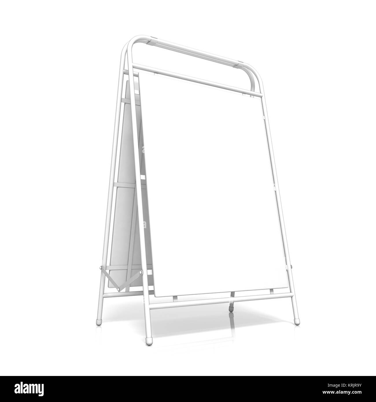 Bianco pubblicità stand, con copia della scheda di spazio. Vista laterale. 3D Foto Stock Bianco pubblicità stand, con copia della scheda di spazio. Vista laterale. 3D Foto Stock