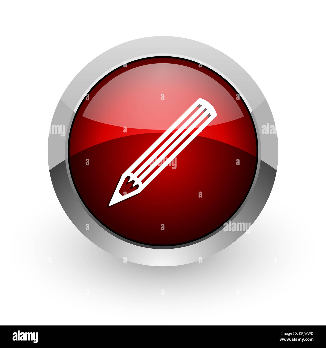 Matita cerchio rosso web icona lucida Foto Stock