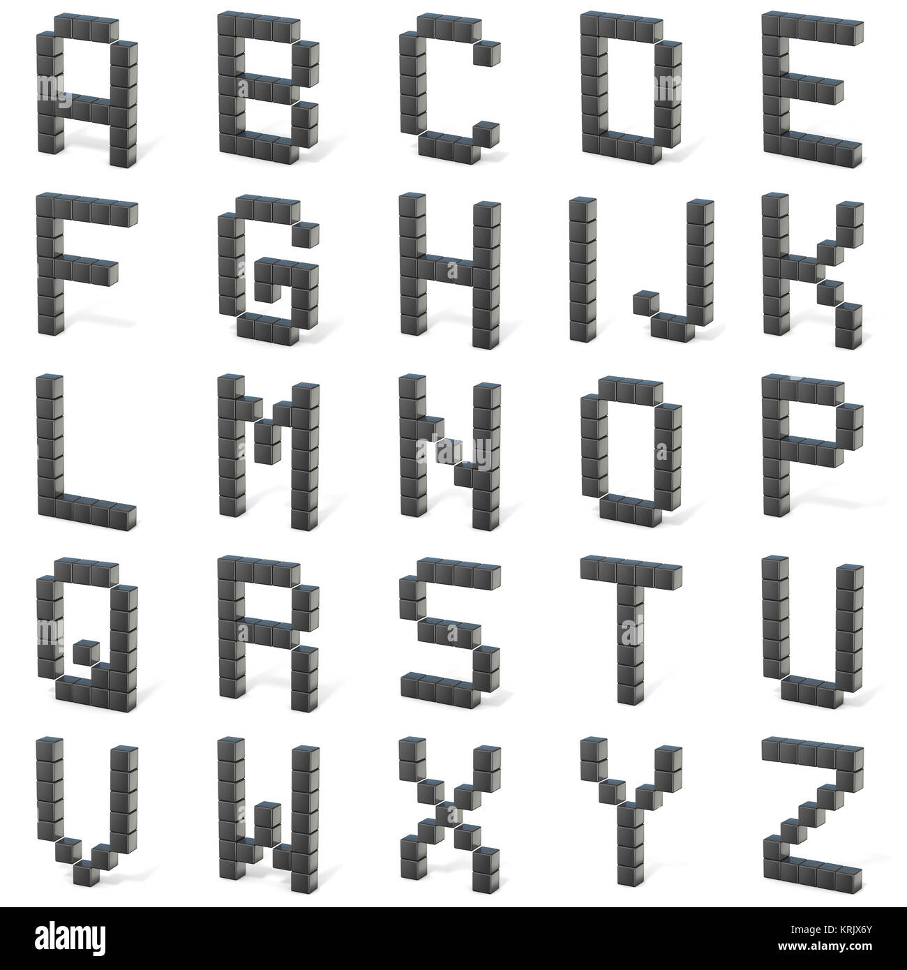 8 bit font. Lettere maiuscole tutte. 3D Foto Stock