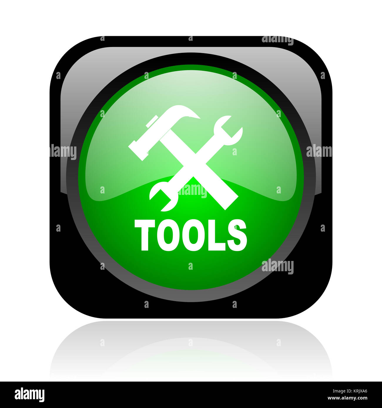 Strumenti e nero quadrato verde web icona lucida Foto Stock