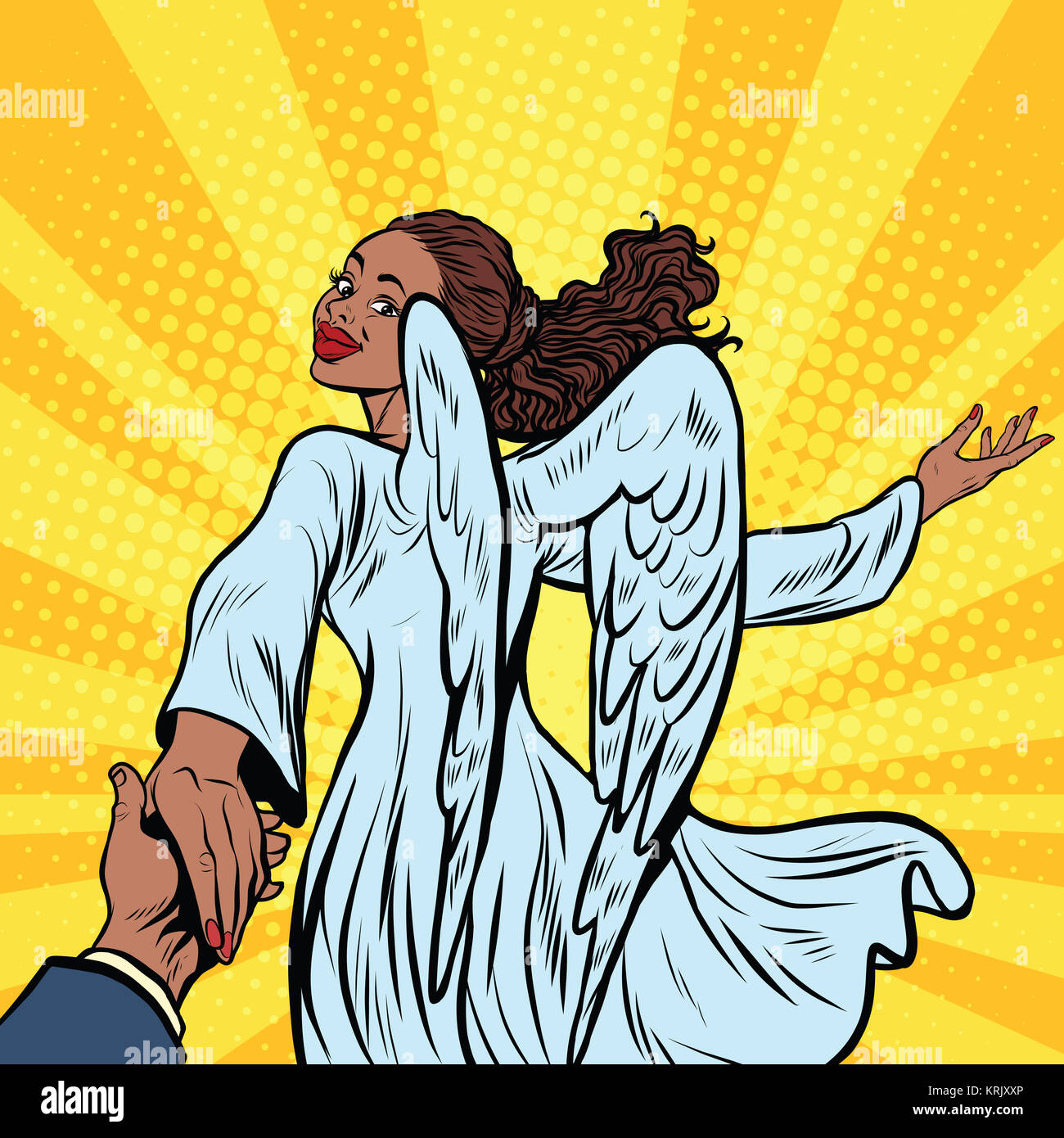 Follow me, bella Angel girl, African American persone Foto Stock