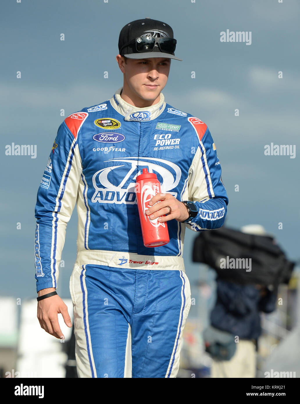 HOMESTEAD, FL - 22 novembre: Trevor Bayne durante le presentazioni del driver prima di cominciare la NASCAR Sprint Cup Series Ford EcoBoost 400 a Homestead-Miami Speedway su Novembre 22, 2015 a Homestead, Florida Persone: Trevor Bayne Foto Stock