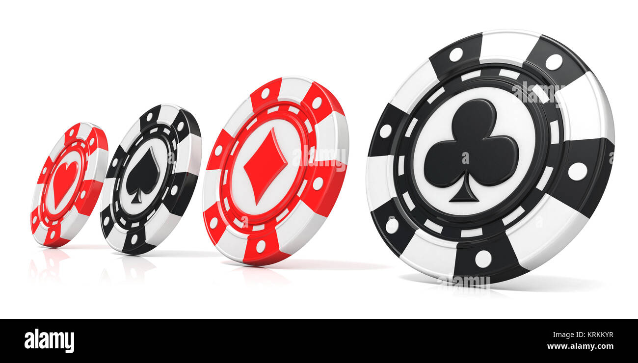 Casino chip con spade, cuore diamond club e su di esso. 3D Foto Stock