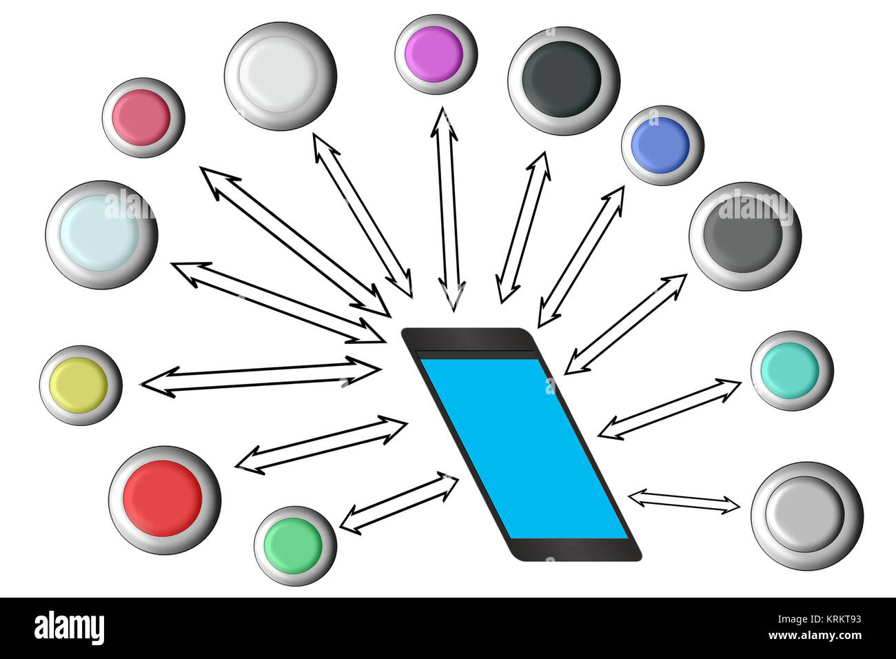 Telefono cellulare con le icone. Foto Stock