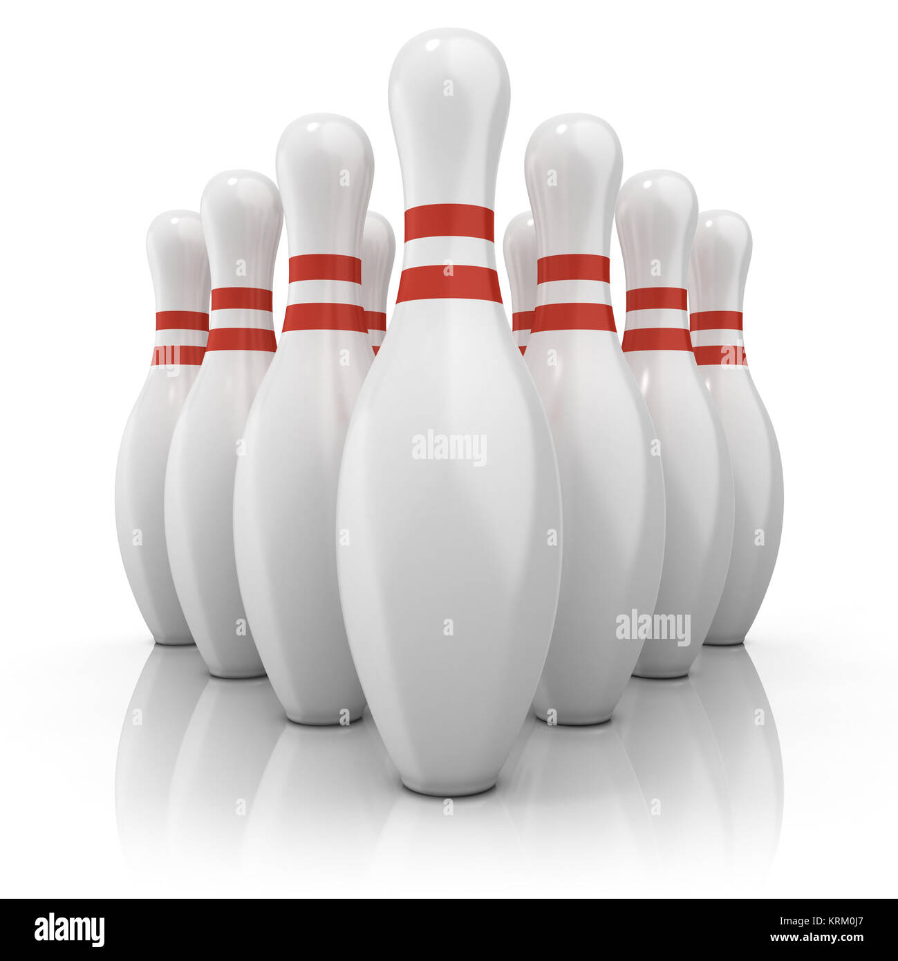 Bowling perni con strisce rosse Foto Stock