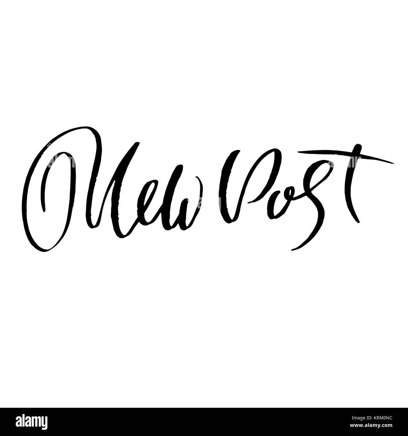 Nuovo post. Calligraphy banner per social media concorsi. Spazzola moderno lettering. Illustrazione Vettoriale. Illustrazione Vettoriale