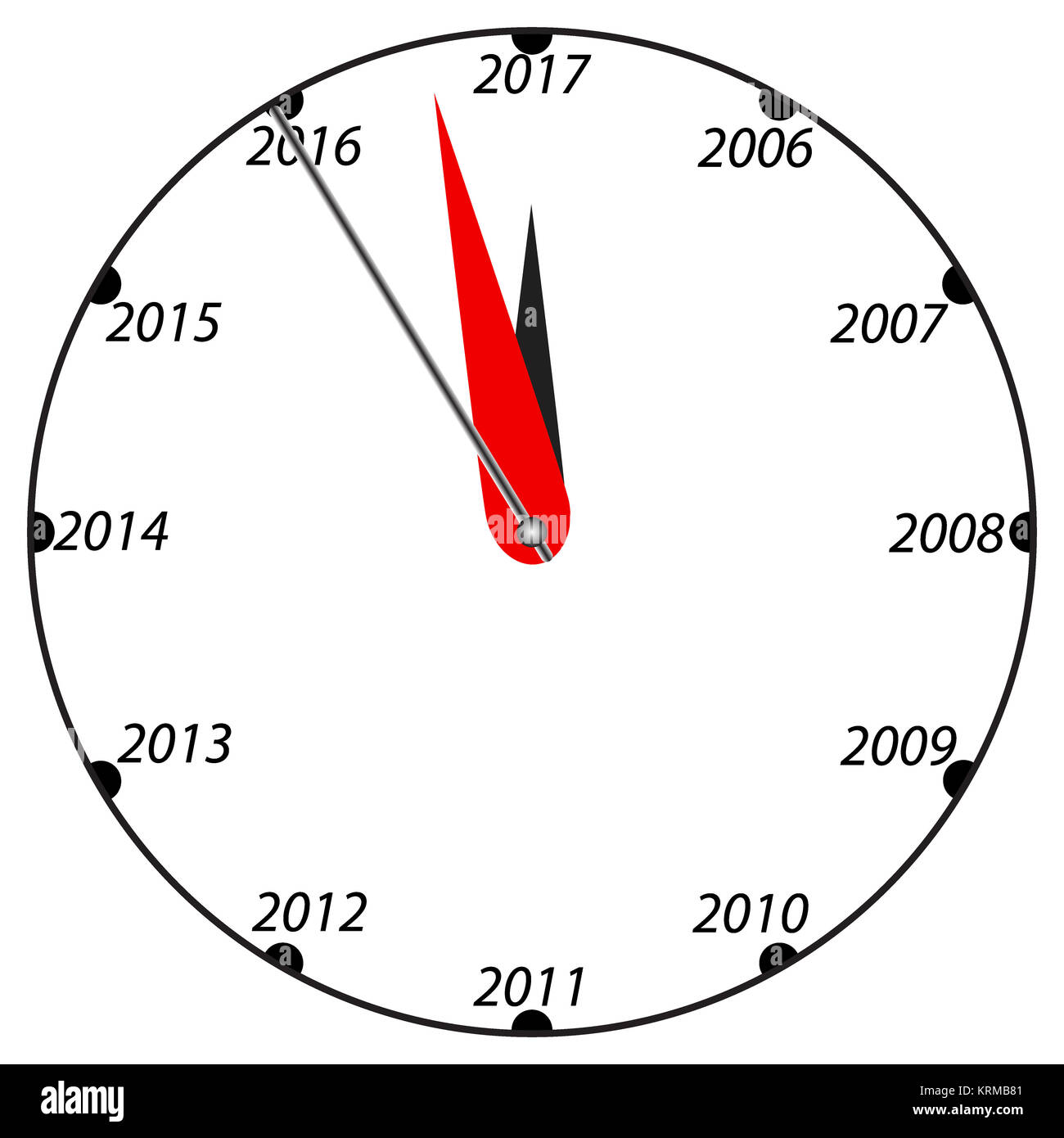 Nuovo Anno in bianco e nero orologio. Foto Stock