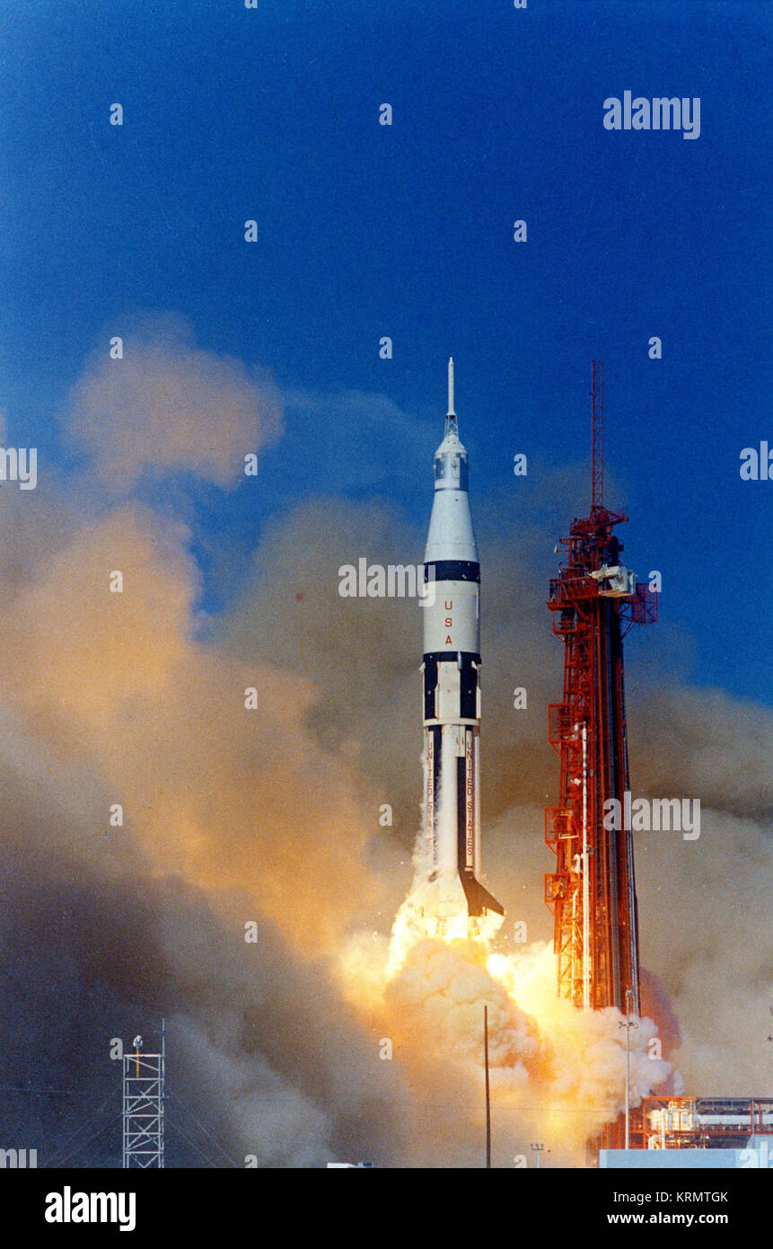 Apollo 7 si solleva da Cape Kennedy Launch Complex 34 Foto Stock
