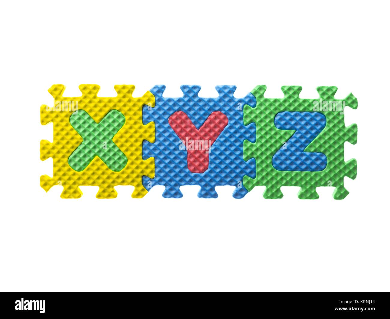 Puzzle di gomma con alfabeti xy e z Foto Stock
