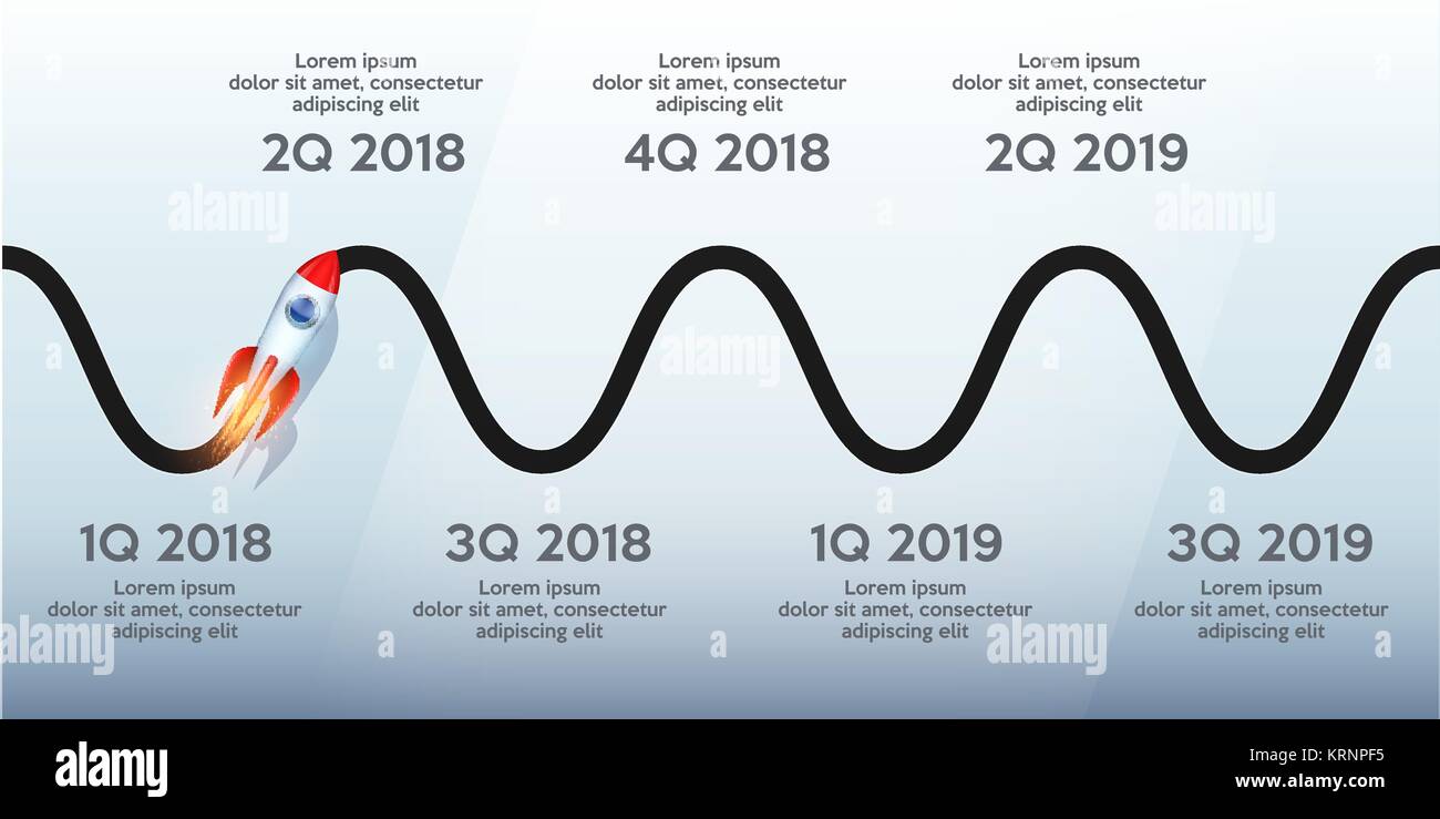 Il concetto di business della timeline roadmap. Illustrazione Vettoriale