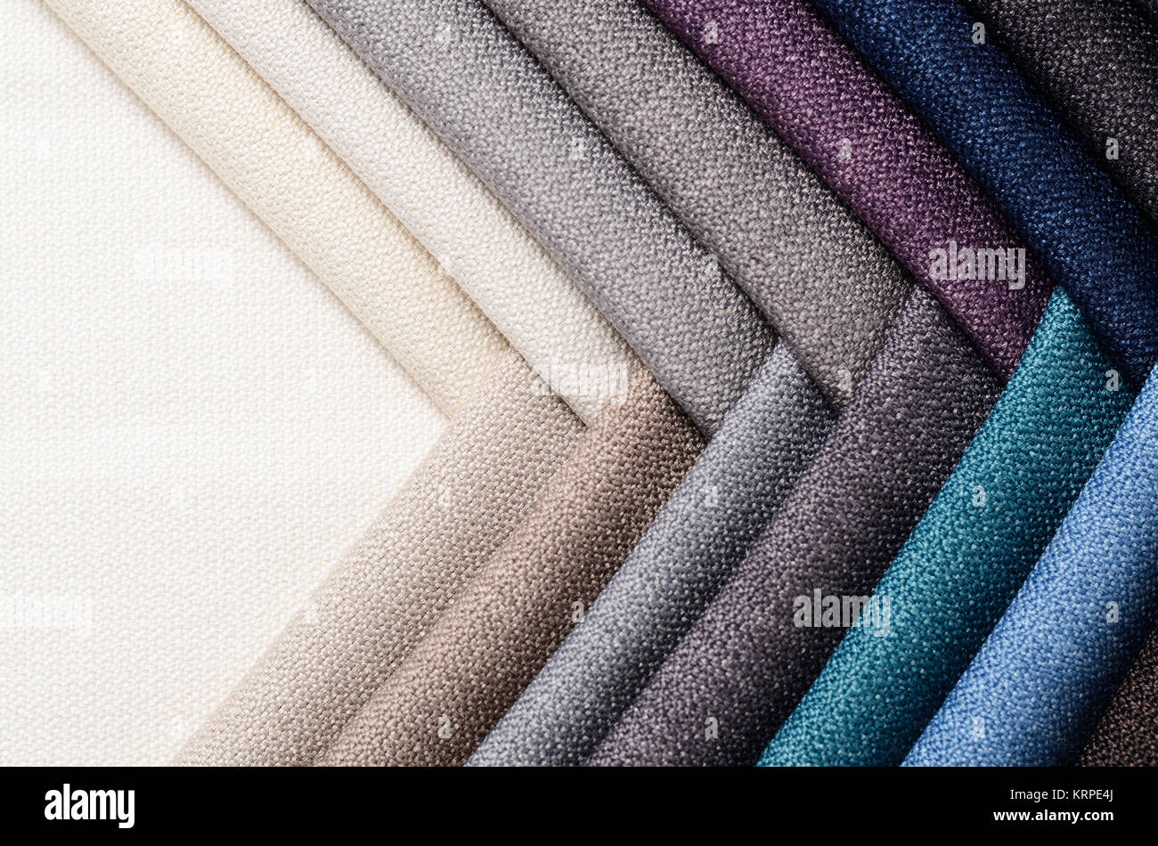Luminosa collezione di gunny campioni tessili. Tessuto di sfondo di texture. Foto Stock