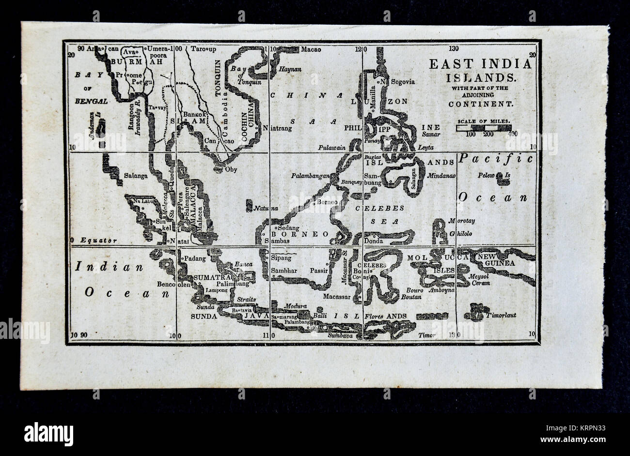 1830 Nathan Hale mappa - Indie Orientali - Singapore Malaysia Filippine Sumatra Java Borneo Celebes Foto Stock