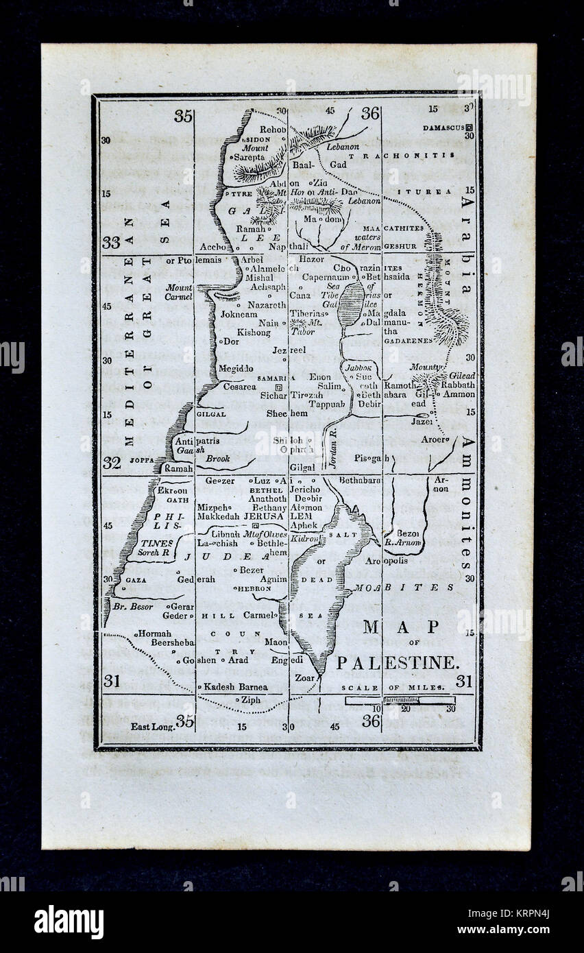 1830 Nathan Hale mappa - PALESTINA - Gerusalemme Mar Morto Israele Foto Stock