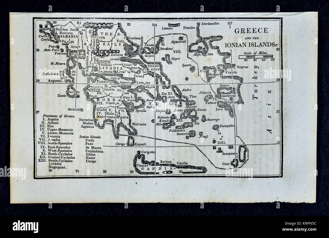 1830 Nathan Hale Mappa - Grecia - Atene Creta Foto Stock