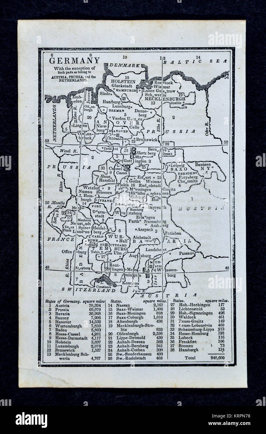 1830 Nathan Hale mappa - Germania - Francoforte Baviera Foto Stock