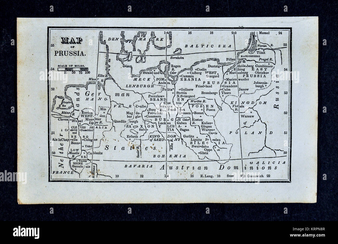 1830 Nathan Hale mappa - La Prussia Germania Berlin Brandenburg Konigsberg Foto Stock