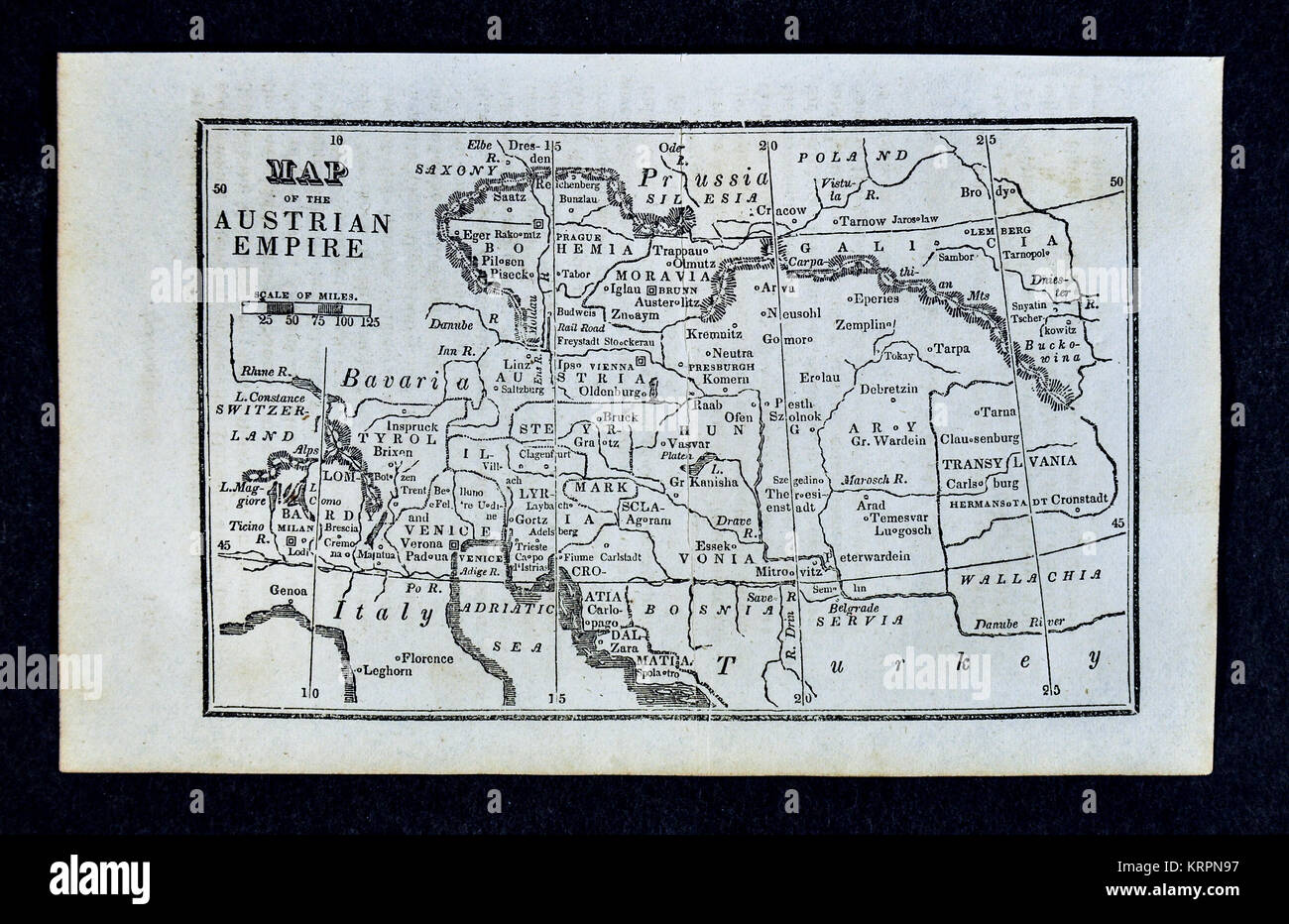 1830 Nathan Hale mappa - Impero Austriaco - Austria Ungheria Boemia Moravia Galizia Transilvania Croazia Venezia Foto Stock